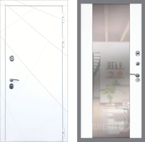 Входная металлическая Дверь Рекс (REX) 13 Силк Сноу СБ-16 Зеркало Силк Сноу в Зарайске