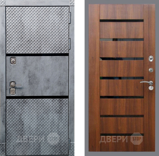 Входная металлическая Дверь Рекс (REX) 15 Бетон Темный СБ-14 стекло черное Орех бренди в Зарайске