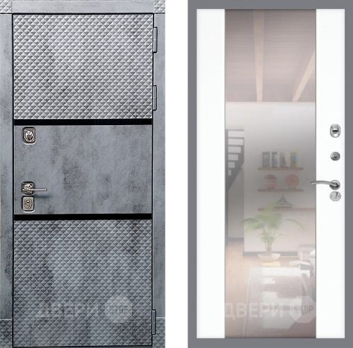 Дверь Рекс (REX) 15 Бетон Темный СБ-16 Зеркало Силк Сноу в Зарайске