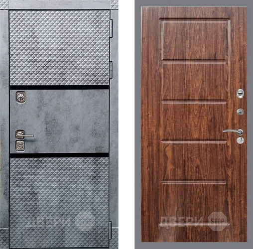 Входная металлическая Дверь Рекс (REX) 15 Бетон Темный FL-39 орех тисненый в Зарайске