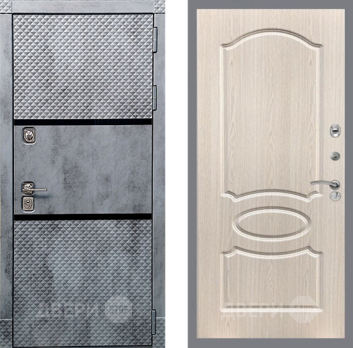 Входная металлическая Дверь Рекс (REX) 15 Бетон Темный FL-128 Беленый дуб в Зарайске