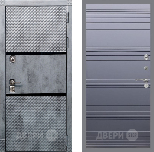 Входная металлическая Дверь Рекс (REX) 15 Бетон Темный Line Силк титан в Зарайске