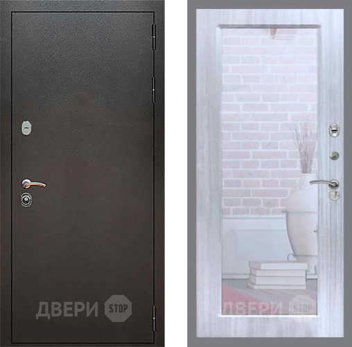 Входная металлическая Дверь Рекс (REX) 5 Серебро Антик Зеркало Пастораль Сандал белый в Зарайске