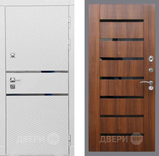 Входная металлическая Дверь Рекс (REX) 15 Силк Сноу СБ-14 стекло черное Орех бренди в Зарайске