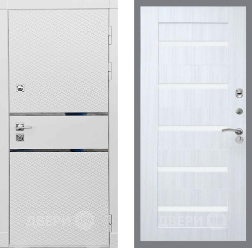 Входная металлическая Дверь Рекс (REX) 15 Силк Сноу СБ-14 стекло белое Сандал белый в Зарайске