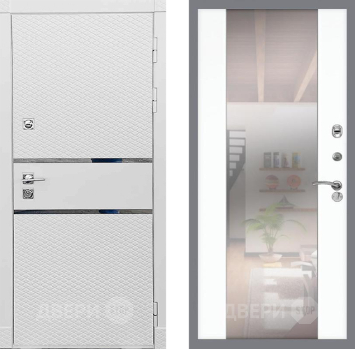 Входная металлическая Дверь Рекс (REX) 15 Силк Сноу СБ-16 Зеркало Силк Сноу в Зарайске
