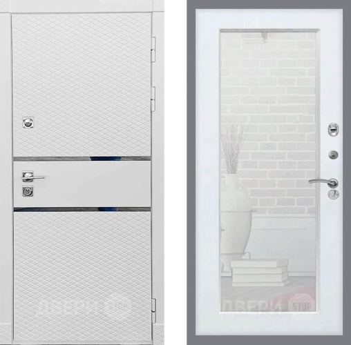 Входная металлическая Дверь Рекс (REX) 15 Силк Сноу Зеркало Пастораль Силк Сноу в Зарайске