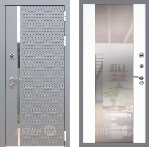 Входная металлическая Дверь Рекс (REX) 24 СБ-16 Зеркало Силк Сноу в Зарайске