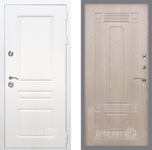 Входная металлическая Дверь Рекс (REX) Премиум-н Силк Сноу FL-2 Беленый дуб в Зарайске