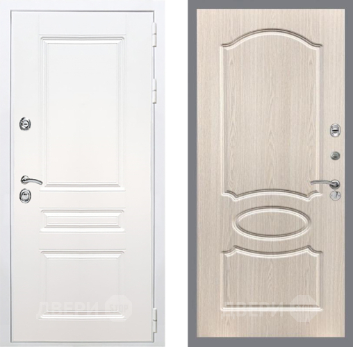 Входная металлическая Дверь Рекс (REX) Премиум-н Силк Сноу FL-128 Беленый дуб в Зарайске