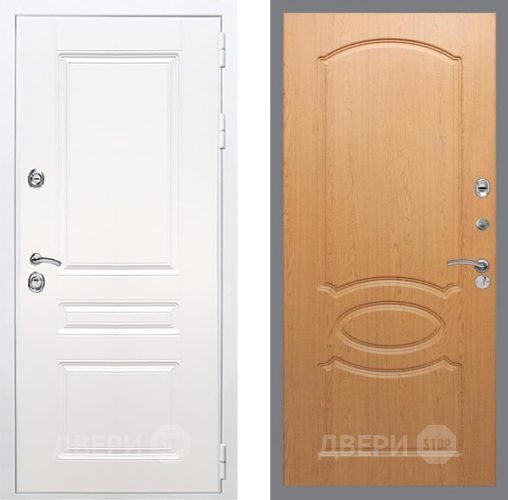 Входная металлическая Дверь Рекс (REX) Премиум-н Силк Сноу FL-128 Дуб в Зарайске