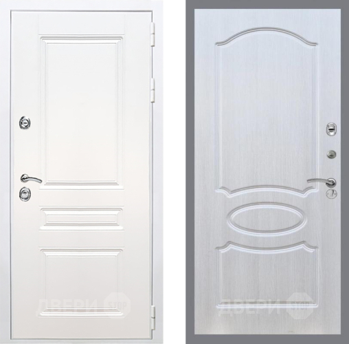 Входная металлическая Дверь Рекс (REX) Премиум-н Силк Сноу FL-128 Лиственница беж в Зарайске