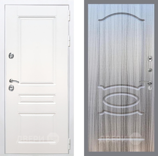 Входная металлическая Дверь Рекс (REX) Премиум-н Силк Сноу FL-128 Сандал грей в Зарайске