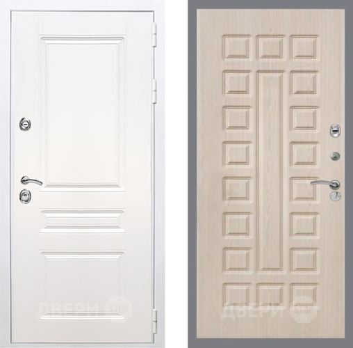 Входная металлическая Дверь Рекс (REX) Премиум-н Силк Сноу FL-183 Беленый дуб в Зарайске