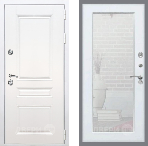 Дверь Рекс (REX) Премиум-н Силк Сноу Зеркало Пастораль Силк Сноу в Зарайске