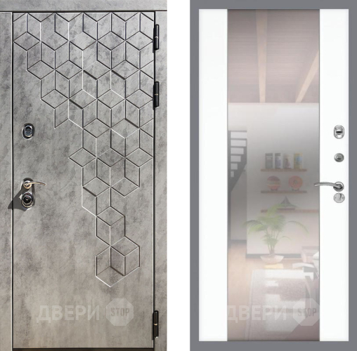 Входная металлическая Дверь Рекс (REX) 23 СБ-16 Зеркало Силк Сноу в Зарайске