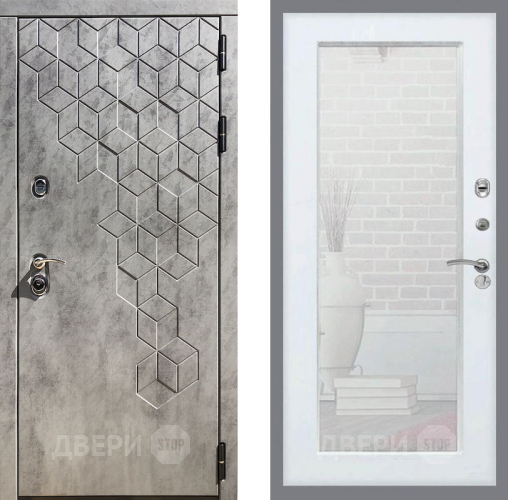 Входная металлическая Дверь Рекс (REX) 23 Зеркало Пастораль Белый ясень в Зарайске