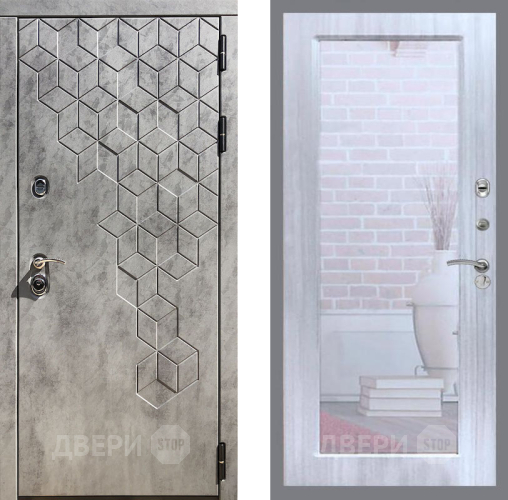 Входная металлическая Дверь Рекс (REX) 23 Зеркало Пастораль Сандал белый в Зарайске