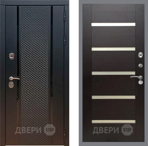 Входная металлическая Дверь Рекс (REX) 25 СБ-14 стекло белое венге поперечный в Зарайске