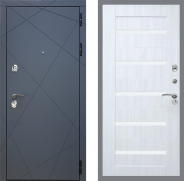 Дверь Рекс (REX) 13 Силк Титан СБ-14 стекло белое Сандал белый 960х2050 мм